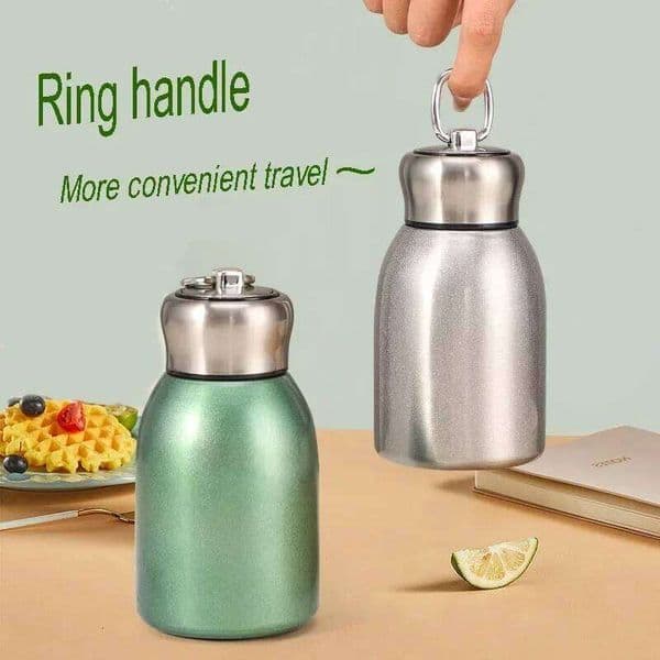 New High-value Mini Chubby Big Belly 304 Stainless Steel Vacuum Thermos Portable Carrying Ring Accompanying Cup 26Y0403