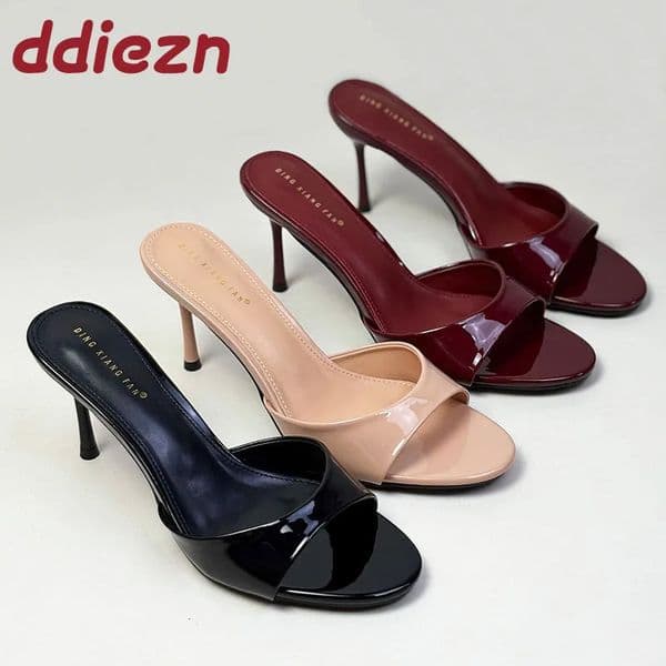 Slip On Women Stiletto Heels Shoes Fashion Round Toe Ladies High Heels Pumps Shoes Female Slides Footwear 260402