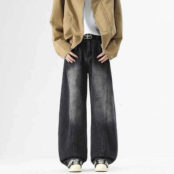 Men's Jeans Versatile High Street American Style Patchwork Retro New Autumn Straight Tube Loose Casual Washed Pants 26H0401