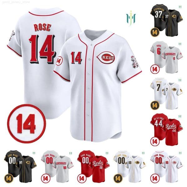 Pete Rose Elly De La Cruz Spencer Steer Jonathan India Tyler Stephenson Barry Larkin Will Benson 2026 mens custom baseball jerseys - all stitched xxs-6xl women kids