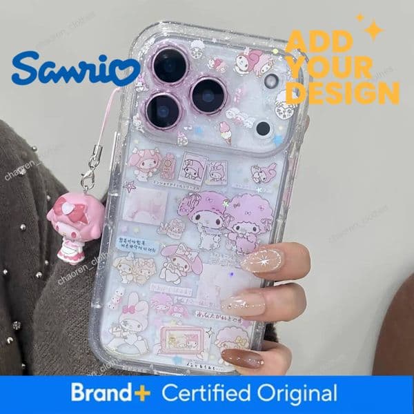 Little Flower Dropping Gel Meileti Phone Case For Iphone 17 14 15 16 Pro Max With Bracelet Little Twin Lamb Lovely Back Cover Luxury Goods