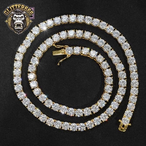 Fine Jewelry 6mm Tennis Chain Necklace 925 Silver 18k Gold Plated Iced Out VVS Diamond Moissanite Tennis Chain