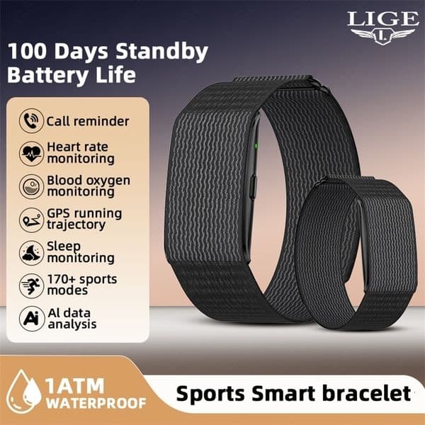 LIGE NO Screen Smart Wristbands With Heart Rate Sleep AI Health Monitor Report Smart Bracelet Incoming Call Notification Watches 260324ww
