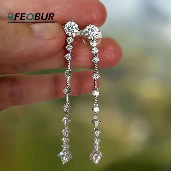 3/6cttw Full Drop Earrings 925 Sterling Silver Lab Diamond Long Dangle Earring for Women Bridal Wedding Jewelry Gift 260325