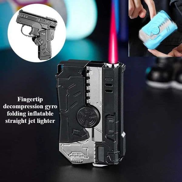 Creative Deformation Gyroscope Butane Gas Lighter Plastic Folding Decompression red Flame Windproof Straight Forward Lighter NewT260403