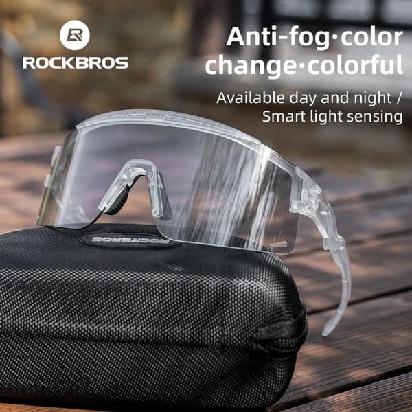 ROCKBROS Ultra-Light Cycling Sunglasses for Men Women Pochromic UV Protection Cycling Goggles Windproof Men Sunglass MTB Road 260331BJ