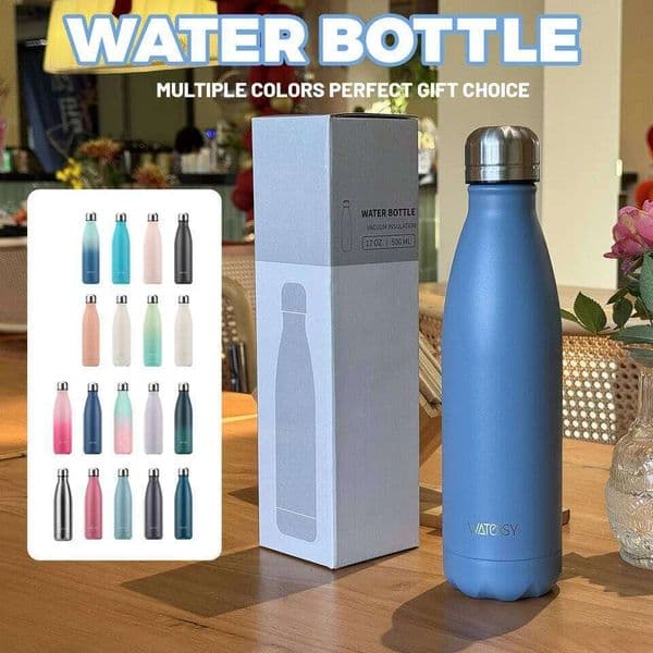 WATERSY 500ml Stainless Steel Vacuum Flask, Insulated Thermos Cup Coffee & Water, Double Wall Thermal Bottle for Sports 26Y0403