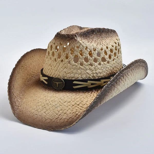 Natural Straw Western Cowboy Hat for Women Men Summer Curling Brim Beach Sun Hats Shapeable Straw Hat 260402