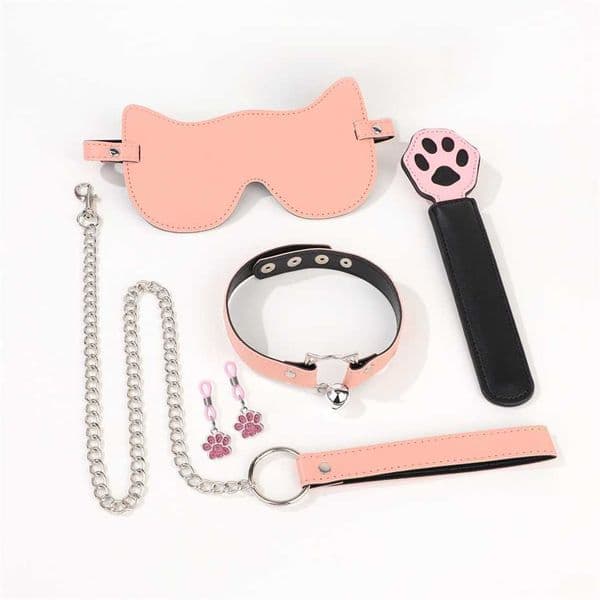 BDSM Restraint Set Catwoman Blindfold Nipple Clamps Collar Leash Spanking Paddle Erotic Toy Collection Slave Training Sex Toys
