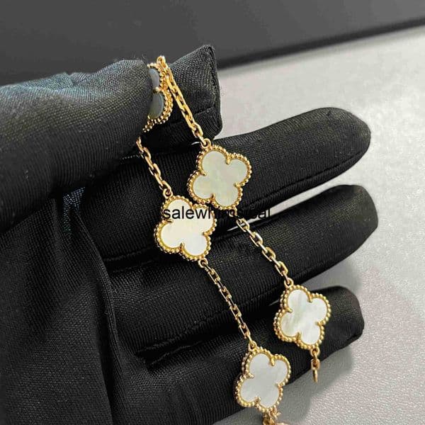 Four-leaf clover five-flower bracelet with high-end slim flower CNC clasp V-gold thick plating light luxury live stream S7EM