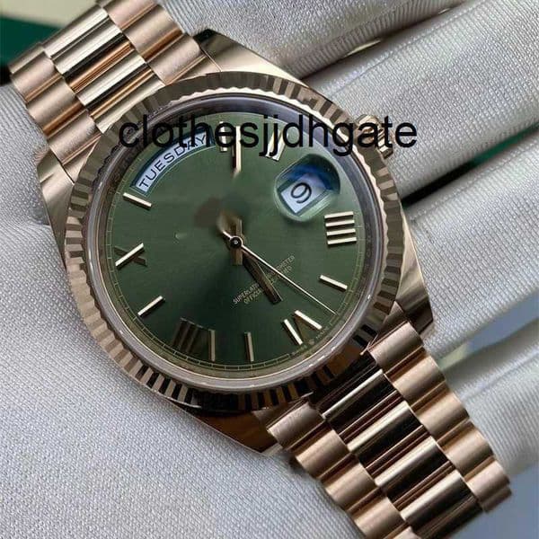 Mens Wristwatch Automatic Mechanical Watch Week Calendar Series M228235-0025 Watch Rose Gold Green Rose Luo cjgood 2M16