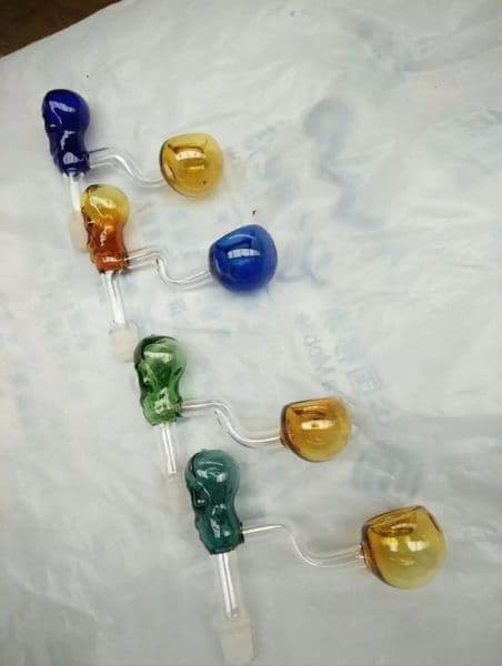 Bone burner bongs accessories color Oil Burner Glass Pipes Water Pipes Glass Pipe Oil Rigs Smoking with Dropper Glass Bongs A
