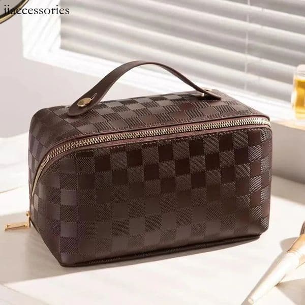 Leather Travel Portable Women Makeup Case Waterproof Multifunctional pouch Womens Cosmetic Bag