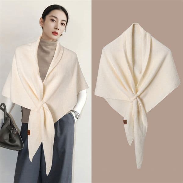 Autumn and Winter Korean Version Womens Neck Wrap Wool Blended Triangular Shawl Female Thickened With Knitted Warm Shoulder 260325ww