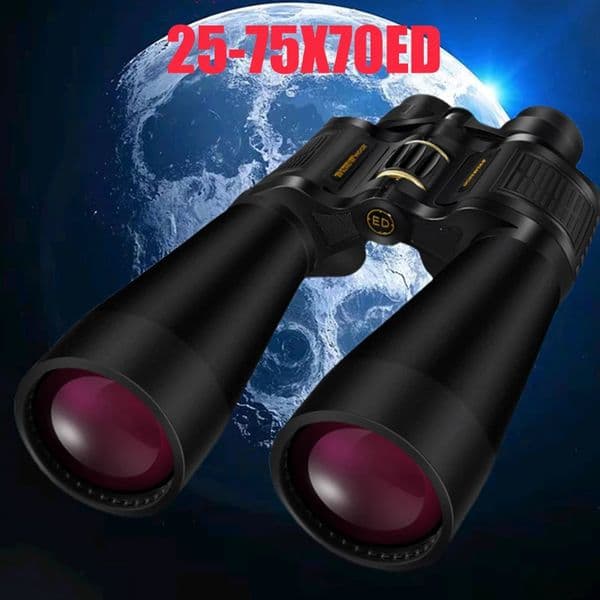 BORWOLF Large Objective lens 25-75X70 Binoculars FMC Optical High Power Hunting Birdwatching Telescope Watching Moon 260331BJ