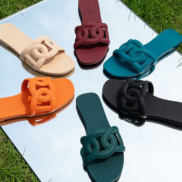 Sandals Designer Slides Women Rubber Slippers Chain Slide Summer Flip Flops Luxury Slider Fashion Beach Sandale Outdoor Shoes 322