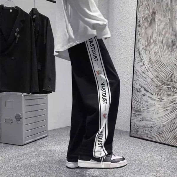 New Pant Sweat Solid Color Loose Drawstring Wide-Leg Letter Trouser Fashion Straight Casual Pants For Men Sweatpants Casual Pants Running Pants