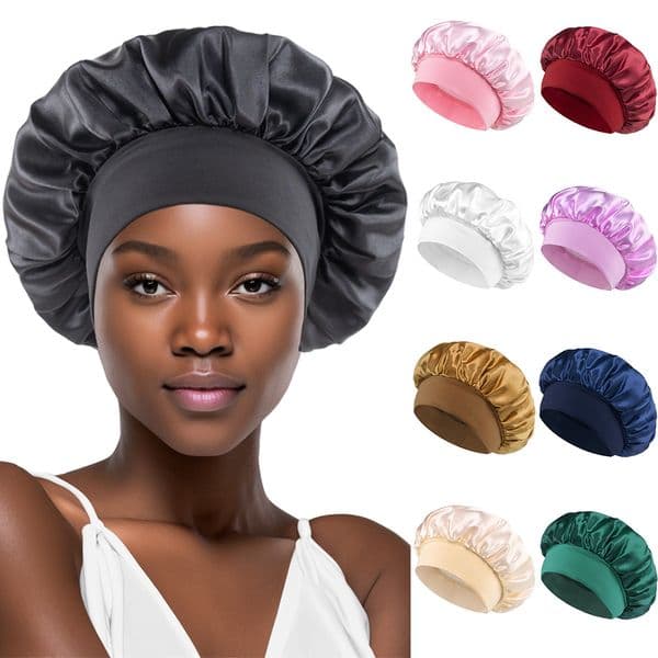 Satin Hair Cap Sleep Cap For Sleeping Bath Shower Cap Round Nightcap Haircare Women Night Hat