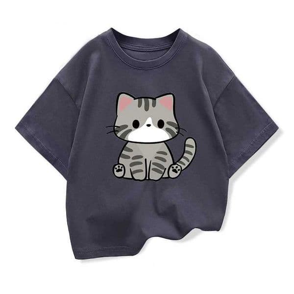 Original Design Summer Children Clothing Kids Short Sleeve t shirts Cute Litle Cat Graphic Boys Girls Casual Loose Tee TopsT260403