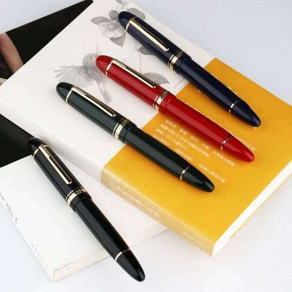 Majohn P141 Fountain Piston Resin NO.8 Fine Nib Ink Window with Gold / Silver Trim Writing Gift Pen School Supplies 26W0403