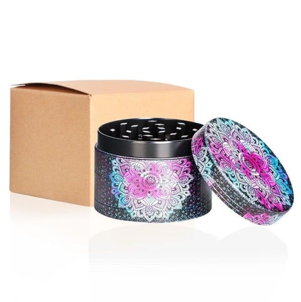 Smoking pipe Cross border new four layer zinc alloy cigarette grinder with full package color printing pattern of 50 * 36MM