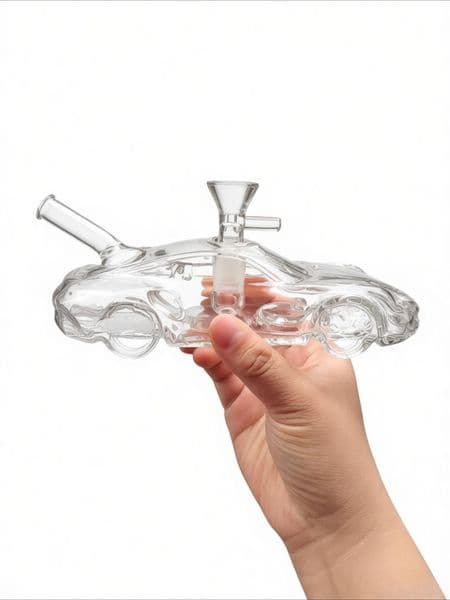 Wholesale Clear Car Shape Portable Glass Water oil burner pipe Smoking Hookah Bong Pipes Desktop Style Bubbler Herb Tobacco with Filter banger Bowl