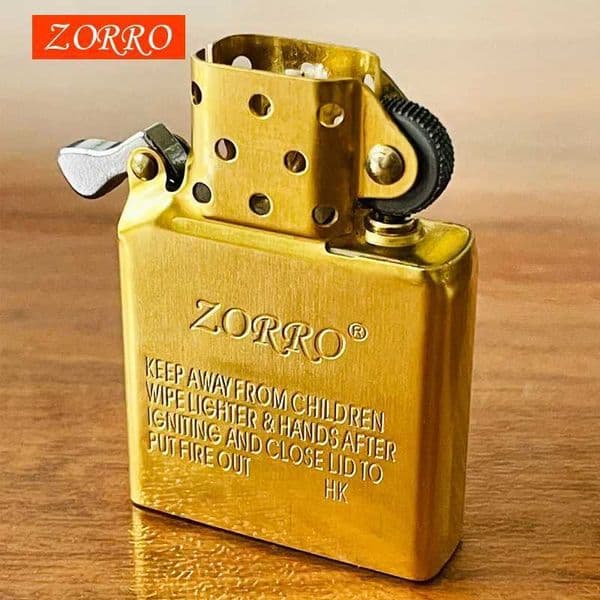 Zorro Lighter Liner Complete Original Copper Knurled White Steel Inflatable Windproof Lighter Oil LighterT260403