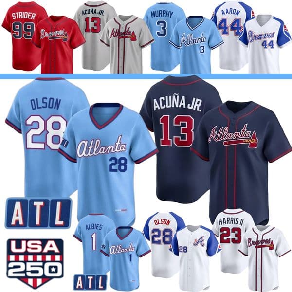 AtlantaS Braves Jersey Ronald Acuna Jr. Spencer Strider Iglesias BALDWIN Matt Olson Ozzie Albies Riley Harris II Sale Jones Aaron Smoltz Maddux Dominic Smith Suarez