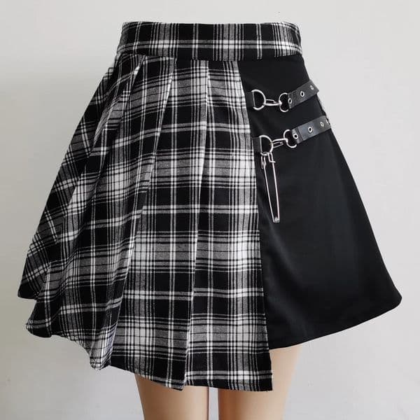 Gothic Sweet Women Pleated Skirt Fashion Plaid Mini High Waist Chic Skirt Kawaii Summer Casual Ladies Plaid Pleated Skirt 260330