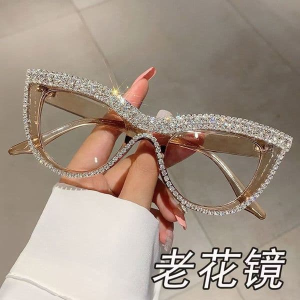 High Quality Fashion Cat Eye Rhinestone Reading Glasses For Women HD Anti Fatigue Decorative Eyeglasses