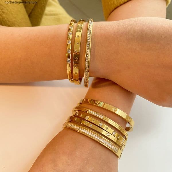 Designer Jewelry Carttierr Luxury Brand European And American INS Style Fashion Steel Bracelet Hexagram Clasp Bracelet For Women 18K Gold Plated Stainless Steel