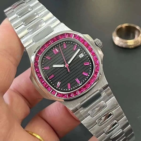 Men luxury diamond designer mens automatic movement watch 40mm stainless steel luxury fashion watch