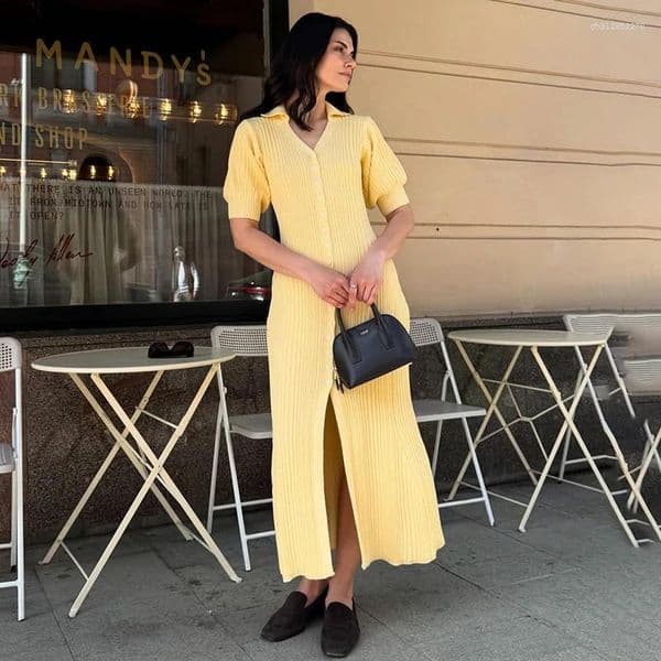 Casual Dresses Tornova Fashion Cardigan Long Knitted Dress For Women Sleeve Retro Sweater 2026 Summer Sexy Vacation