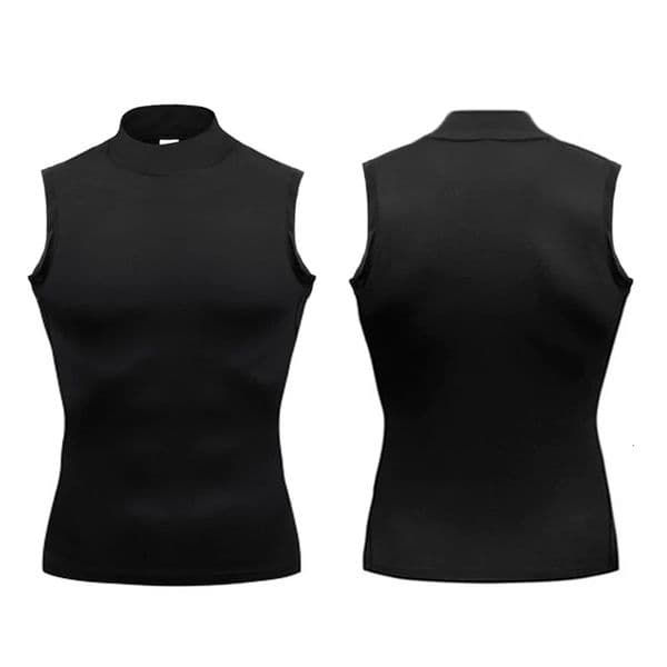 Training Exercise Sleeveless T-shirts Men Turtleneck Elastic Quick Dry Compression Shirt Gym Tank Tops Fitness Running Vests 260402