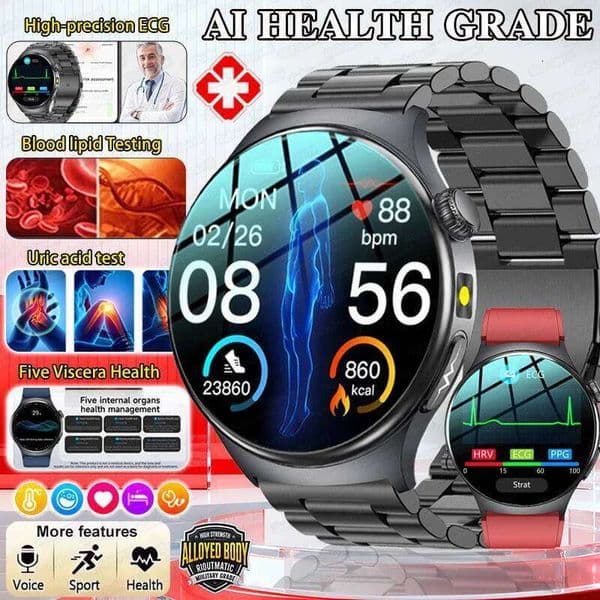 2026 New GUHUAVMI ECG Organs Smart Watch Viscera Monitor Clock Men Blood lipids Uric acid Body Analysis BP Sport Call Smartwatch 26Y0403