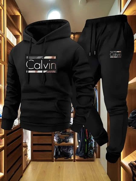 Letter Print Trendy Hoodie and Loose Drawstring Pants Set Casual Comfortable Breathable Sweatshirt with Kangaroo Pocket S260402NCT2