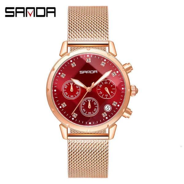 watch women designer Sanda with diamonds, waterproof, fashionable trendy, small three-hand quartz watch, simple and unique women's watch Gorgeous
