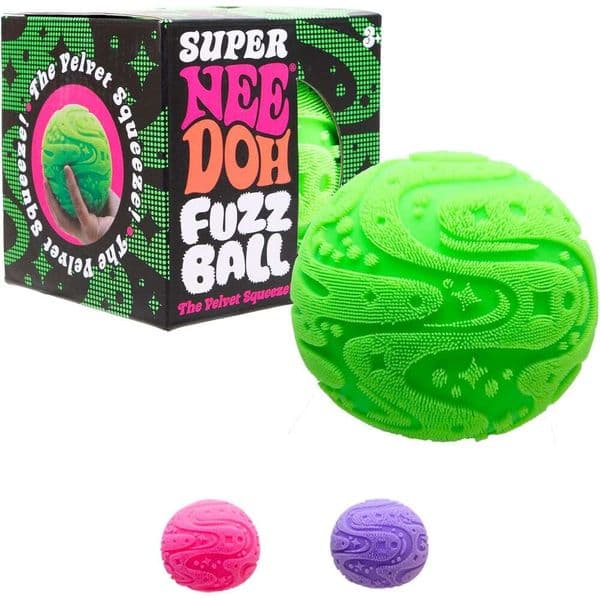 Schylling Super Needoh Fuzzball Stress Ball Fidget Toy Huge 4.5 In Diameter Jumbo Squishy Squeezy Fun - Colors Assorted 1 Per Pack 437