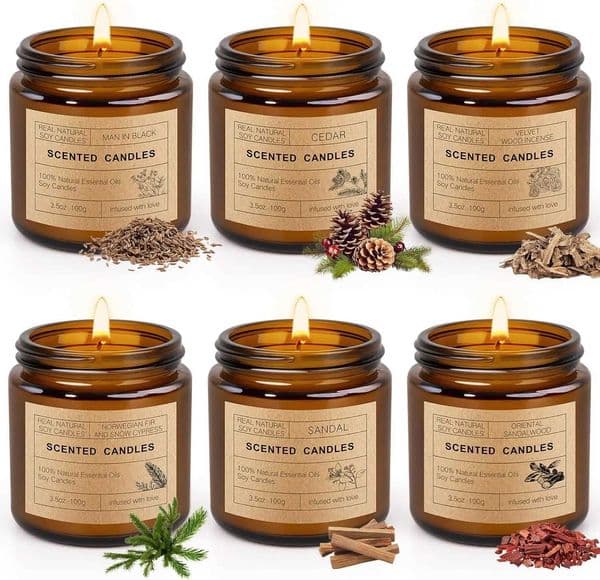 6 Pack Aromatherapy Scented Soy Candles 150H Long Burn Gift Set for Women Men Christmas Thanksgiving BirthdayZ260403