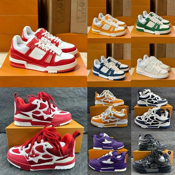 Designers trainer Shoes Trainers Luxury women Skate Sneakers white pink sky blue black green yellow Cause Men platform France Embossed Trainer With Box EUR35-46