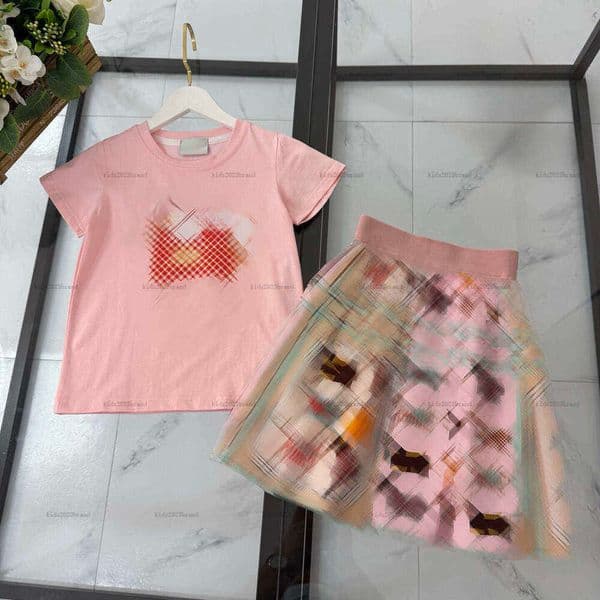 New girls dress suit Flower printing baby two-piece kids designer clothes Animal pattern printing T-shirts and long skirts A062X02N024
