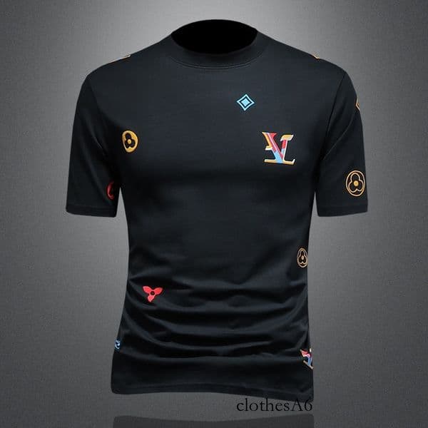 High-quality men's pure cotton short-sleeve T-shirt, slightly loose fit, 2025 new model, European station direct sales, embroidered half-sleeve tee
