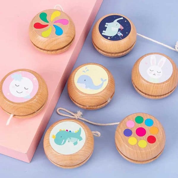 Round Beechwood Yoyo Ball for Children Safe Durable Improve Hand-Eye Coordination and Response Capability Yoyo for Kids X260403