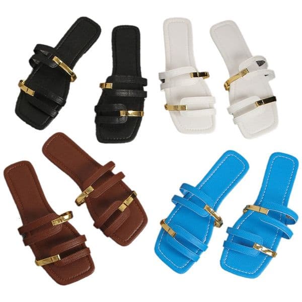 Large Size Square Toe Flat Sandals and Snow Boots for Women Casual Comfortable Versatile Outdoor Indoor Slippers
