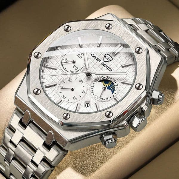 Foreign Trade Hot-Selling Waterproof High-End Fashion Dial Steel Band Multi-Function Men's Quartz Watch