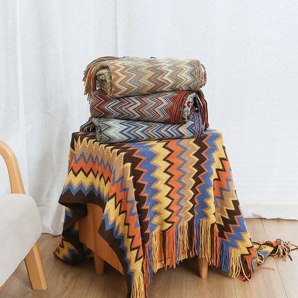 Battilo Boho Throw Blanket Lightweight Knit Throw With Tassels Bohemian woven Sofa Blankets Soft Bed Plaid Decorative Blanket 260402