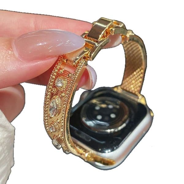 Watch Band Silver Bangle Style Gold Vintage Diamond Embellished Premium Luxury Wristband For Apple Iwatch Series 2 3 4 5 6 7 8 9 S10
