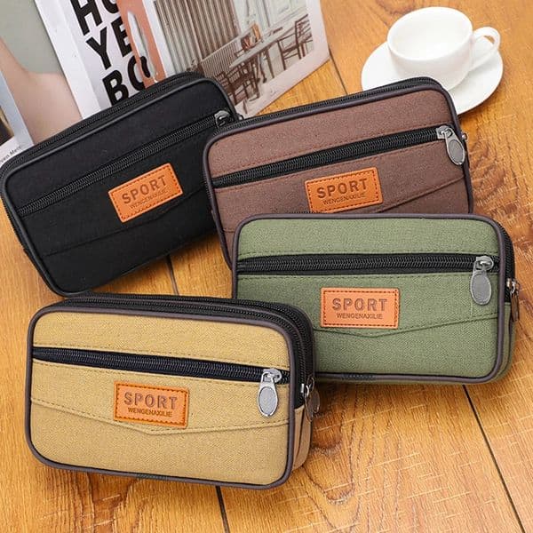 Multi Layer Men Phone Pouch Belt Waist Bag Fanny Pack Canvas Purse Small Pocket n for 260403