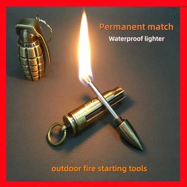 Permanent match outdoor fire starting tools metal keychain fire men gift bullet lighter coal lighter creative lighters retroT260403