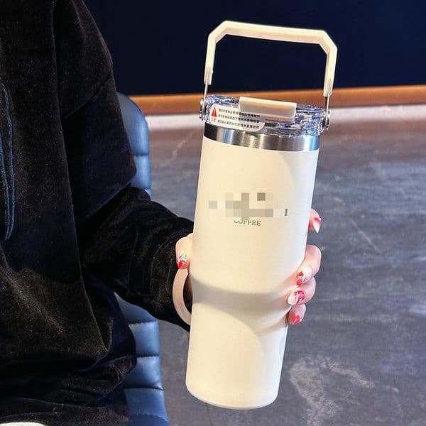 Big Mac thermos cup women's water cup high value and large capacity with handle can be connected to hot water household thickened straw cup